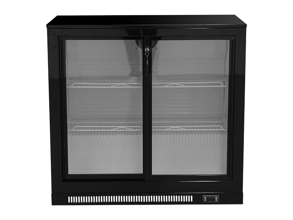 Double-door Plastic-sprayed Sliding Back Bar Cooler