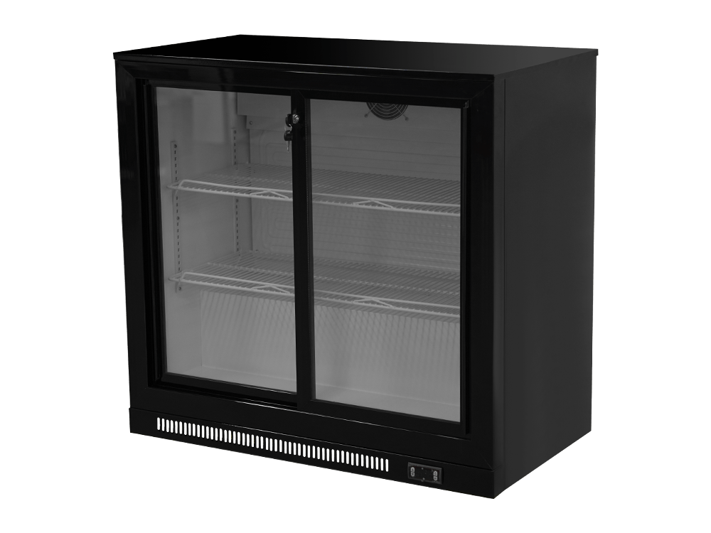 Double-door Plastic-sprayed Sliding Back Bar Cooler