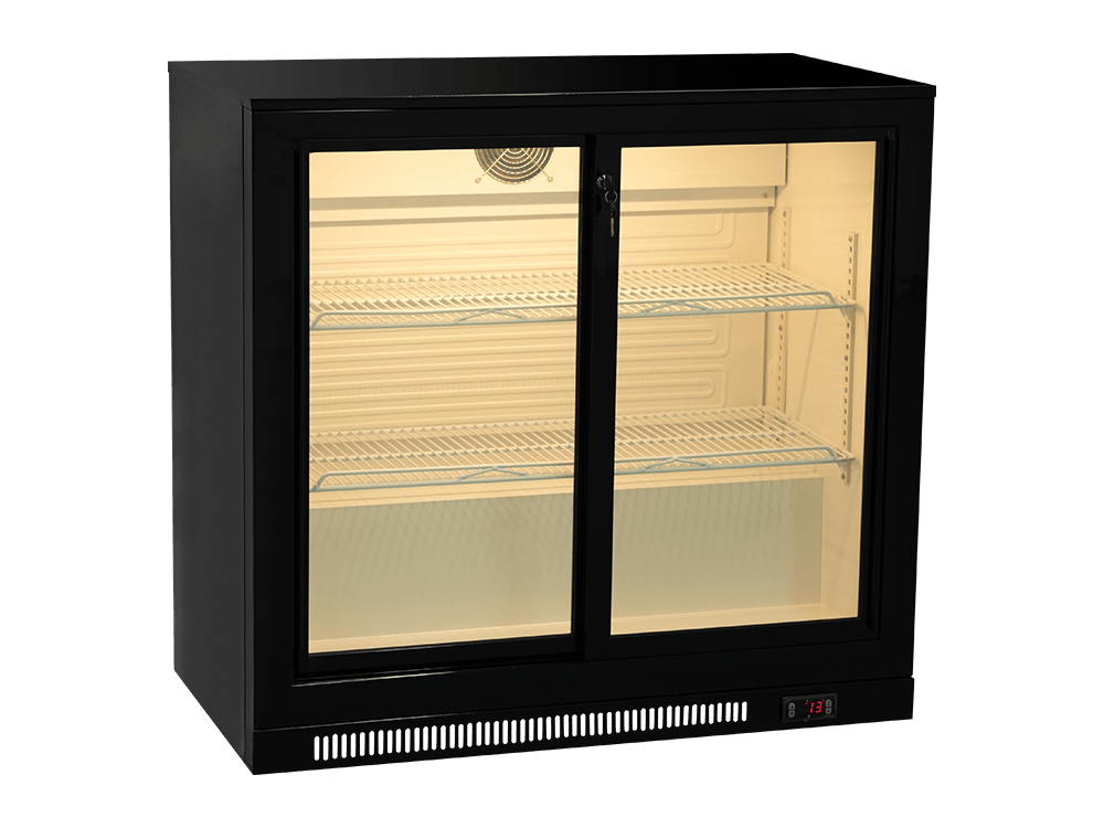 Double-door Plastic-sprayed Sliding Back Bar Cooler