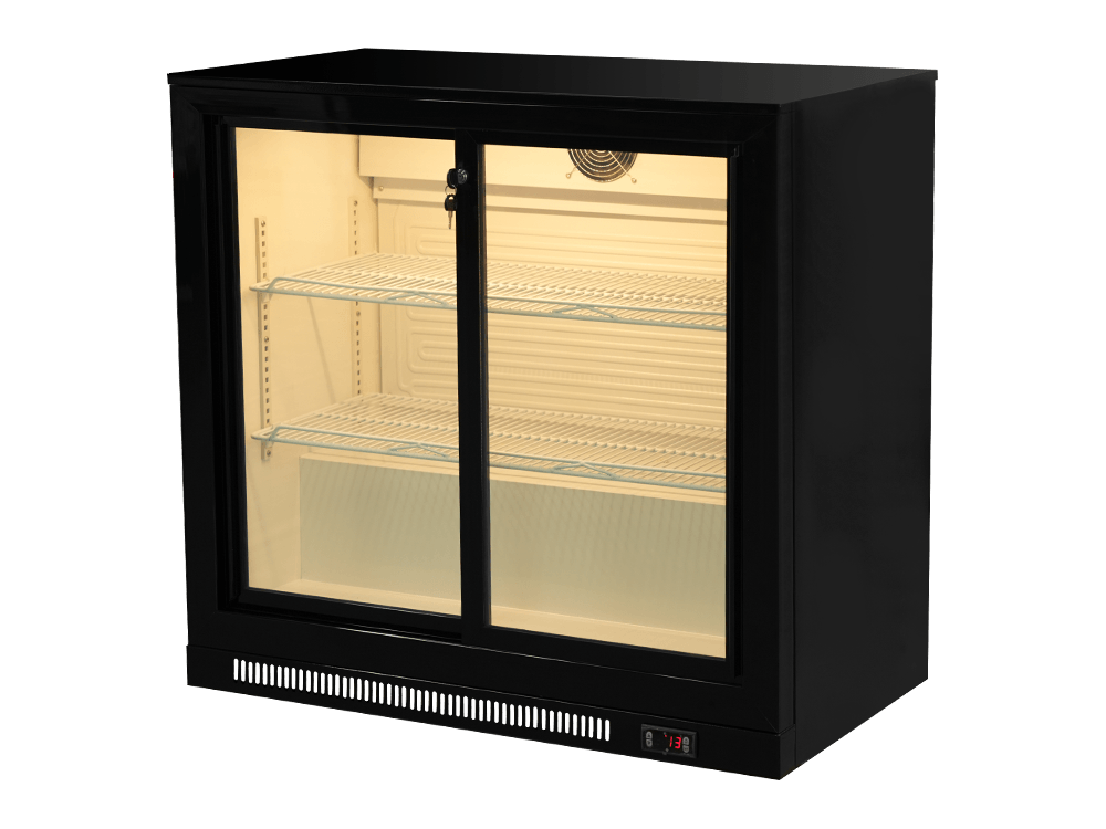 Double-door Plastic-sprayed Sliding Back Bar Cooler