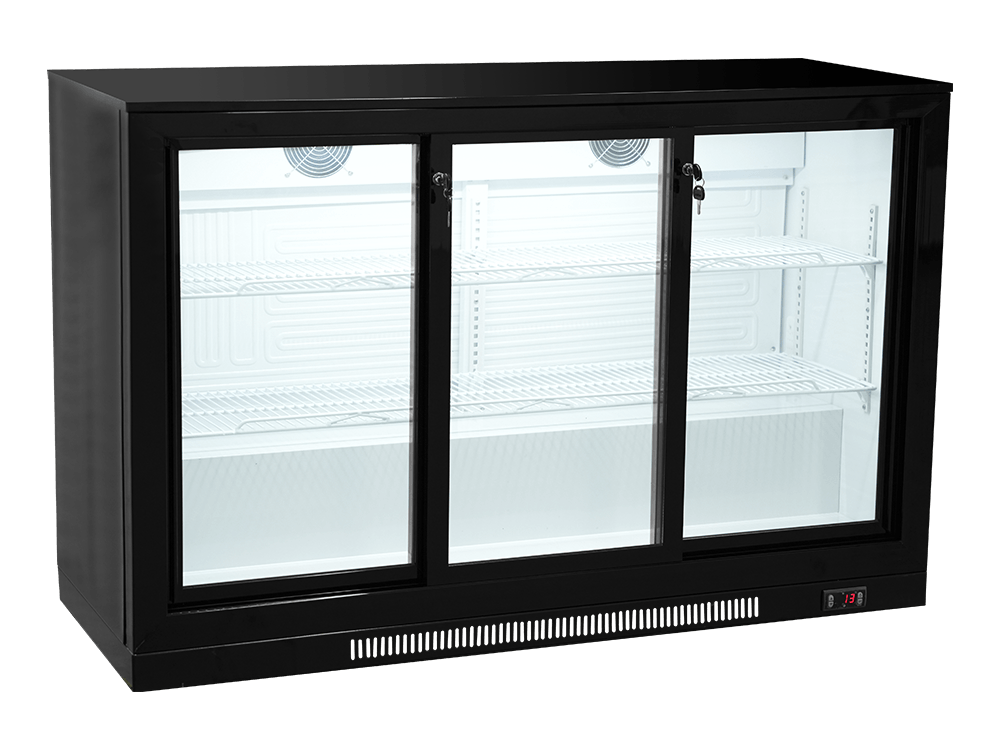 Three-door Plastic-sprayed Sliding Back Bar Cooler 