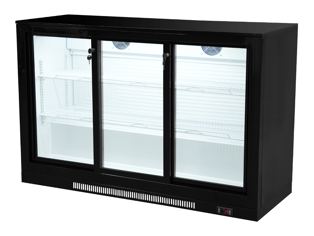 Three-door Plastic-sprayed Sliding Back Bar Cooler 