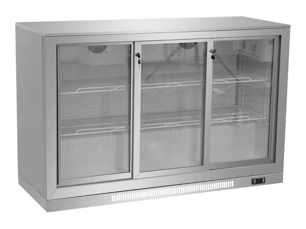 Three-Sliding-Door Stainless Steel Back Bar Cooler