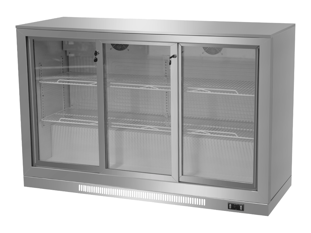 Three-Sliding-Door Stainless Steel Back Bar Cooler