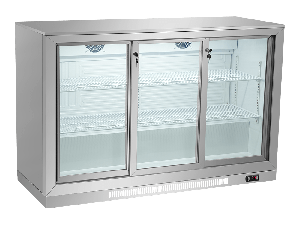 Three-Sliding-Door Stainless Steel Back Bar Cooler