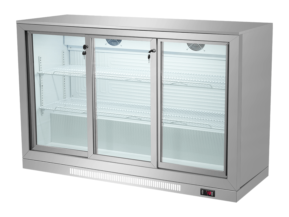 Three-Sliding-Door Stainless Steel Back Bar Cooler