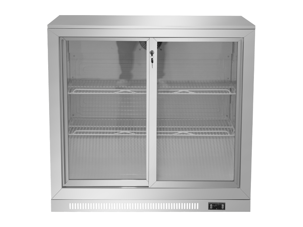 Double Sliding Door Stainless Steel Back Bar Cooler