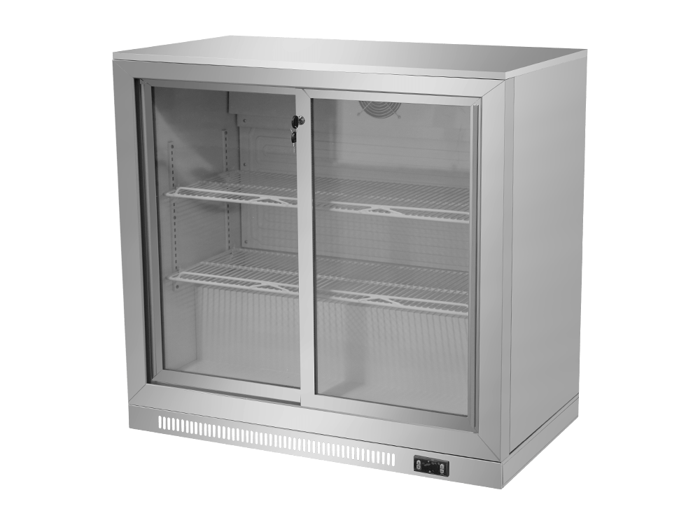 Double Sliding Door Stainless Steel Back Bar Cooler