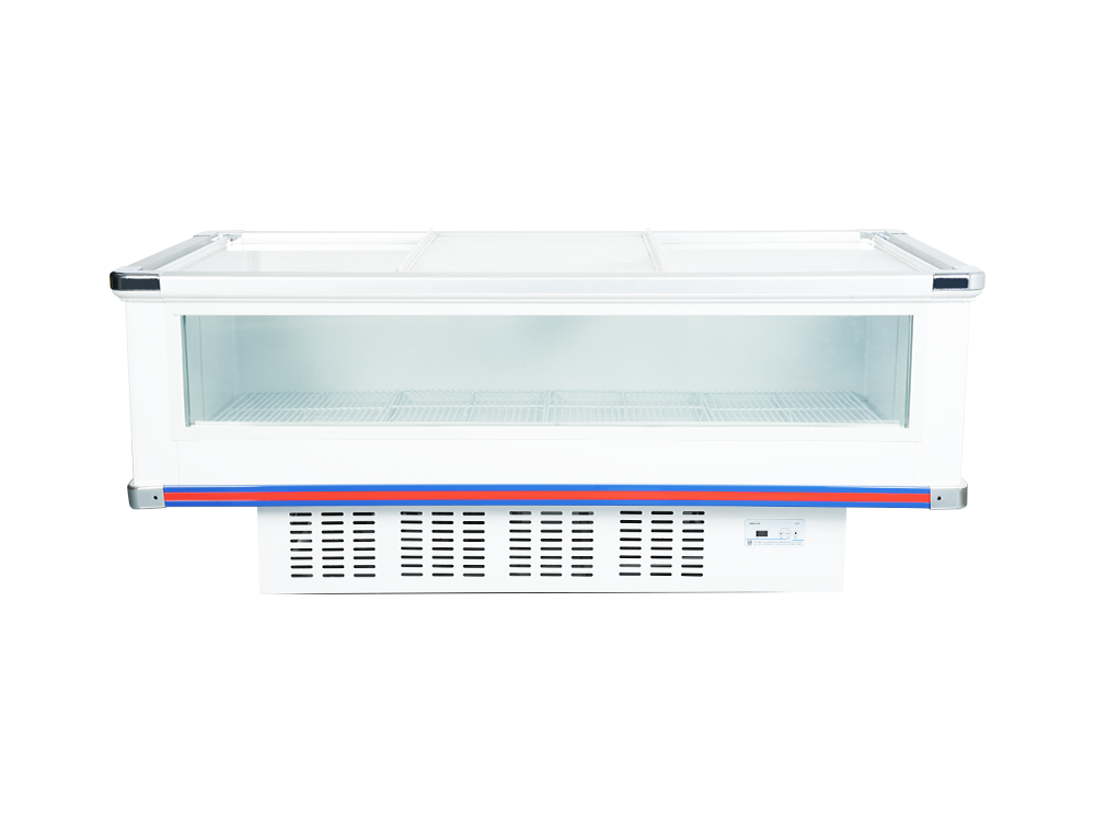 Front Transparent Aluminum Alloy Edging Freezer Island Cabinet