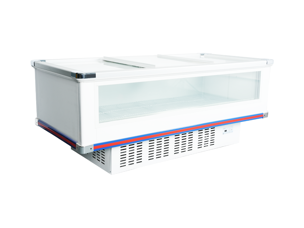 Front Transparent Aluminum Alloy Edging Freezer Island Cabinet