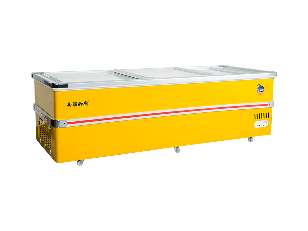 Front Transparent Aluminum Alloy Edging Freezer Island Cabinet