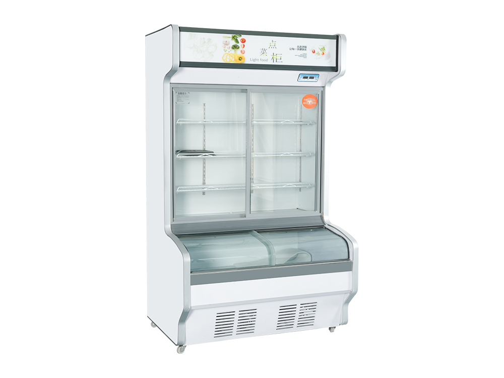 Double-Machine Aluminum Alloy Edge Freezer Food Order Showcase