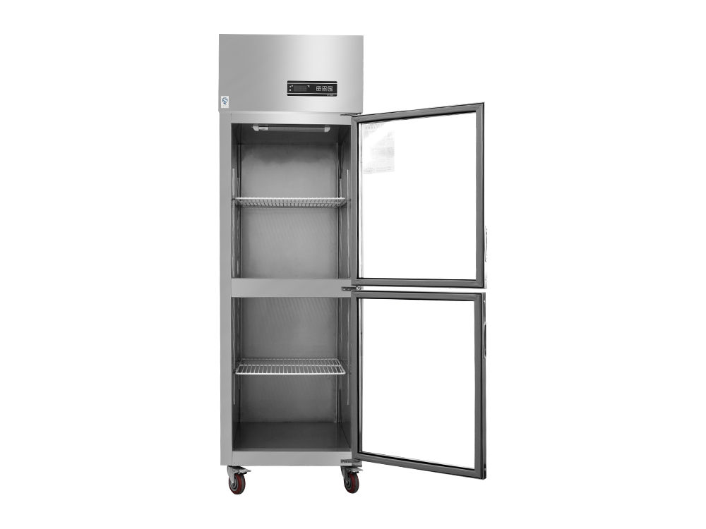 Chiller/Freezer Rose Gold 0.5 Small Two-Door Glass Refrigerator