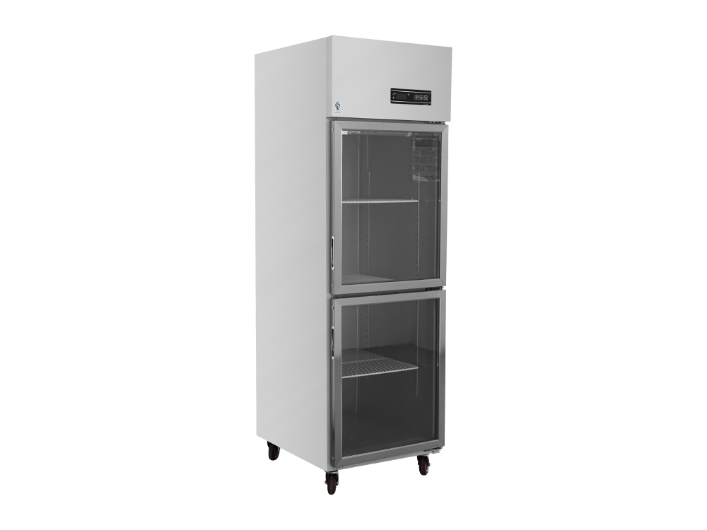 Chiller/Freezer Rose Gold 0.5 Small Two-Door Glass Refrigerator