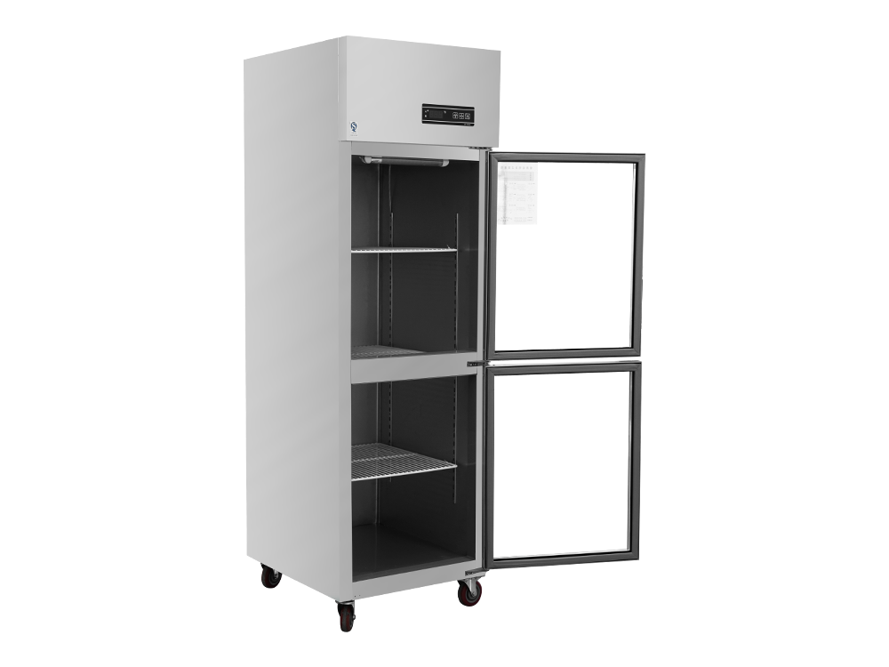 Chiller/Freezer Rose Gold 0.5 Small Two-Door Glass Refrigerator